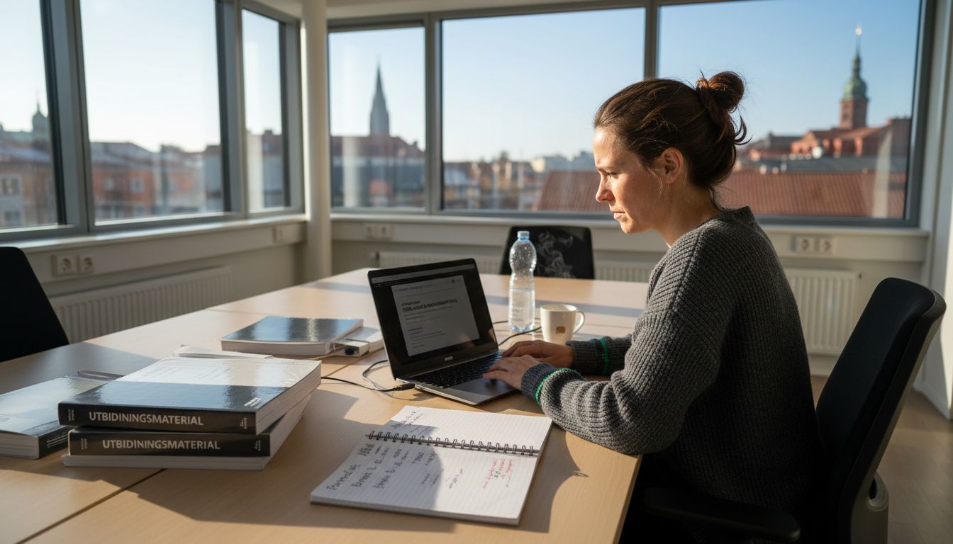 En kontorsanställd deltar i en digital utbildning