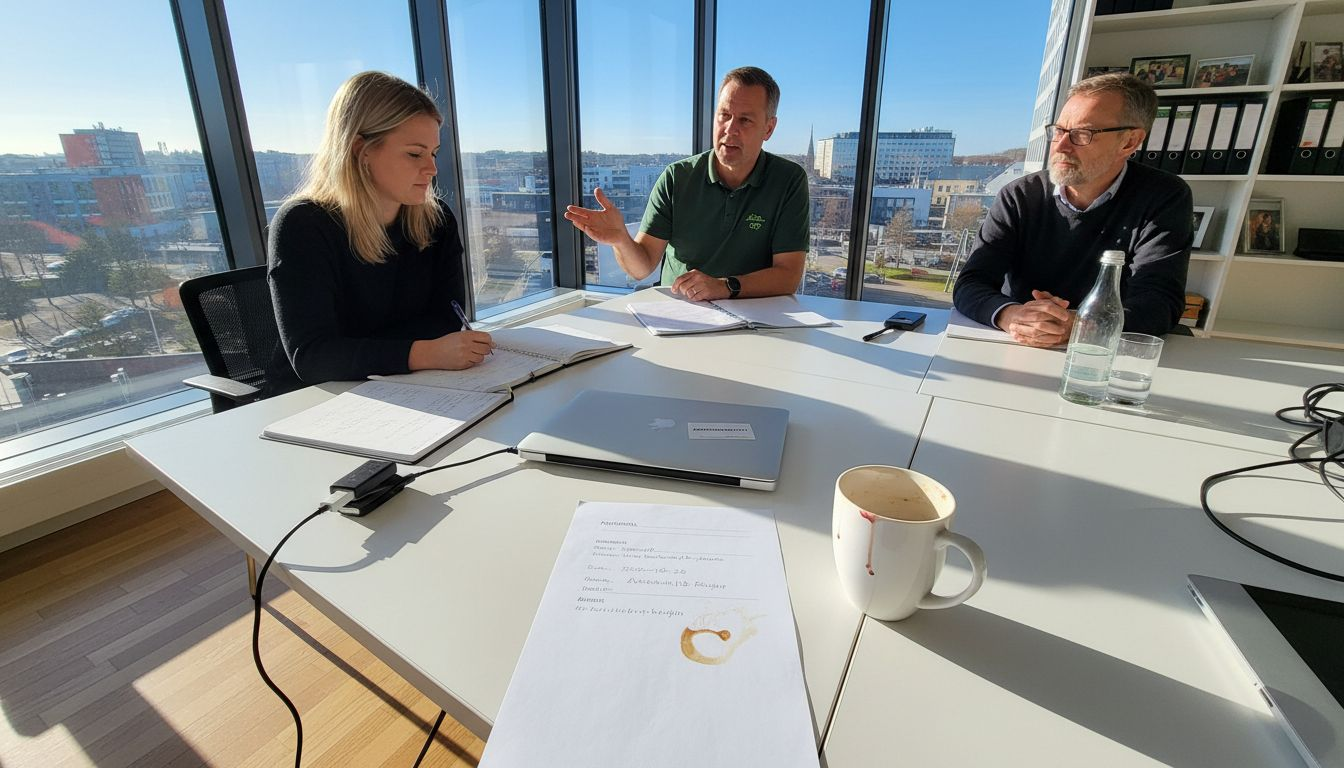 Samtal mellan chef och anställda om hur vi kan förbättra arbetsmiljön