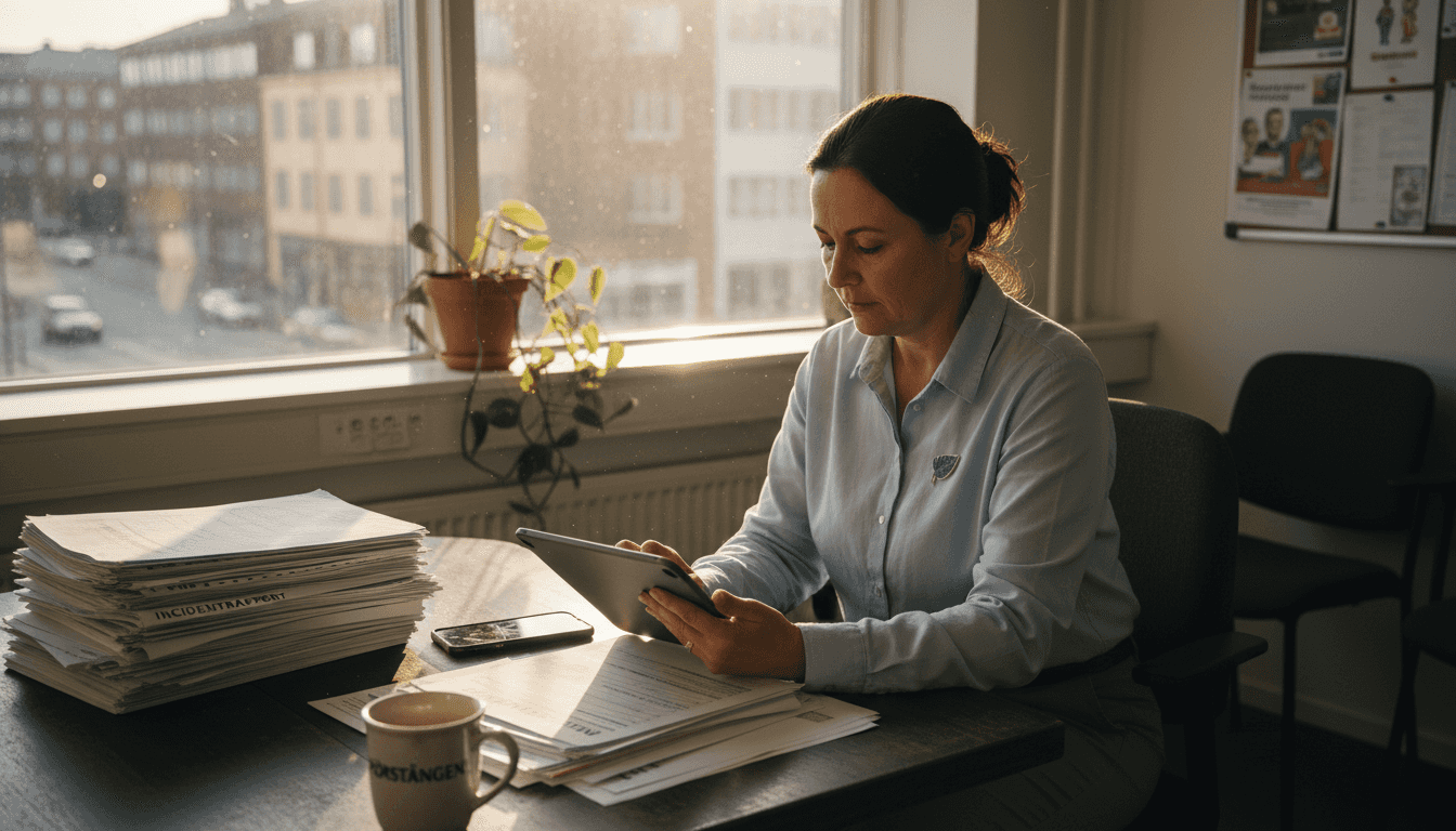 Säkerhetsansvarig fyller i en digital händelserapport