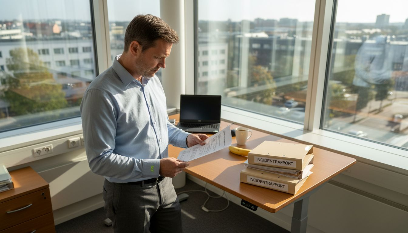 Säkerhetschefen går igenom rutinerna på kontoret