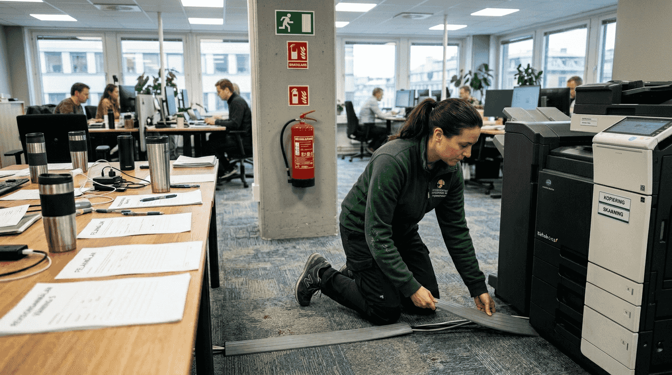 Säkerhetssamordnaren hanterar risksituation på arbetsplatsen