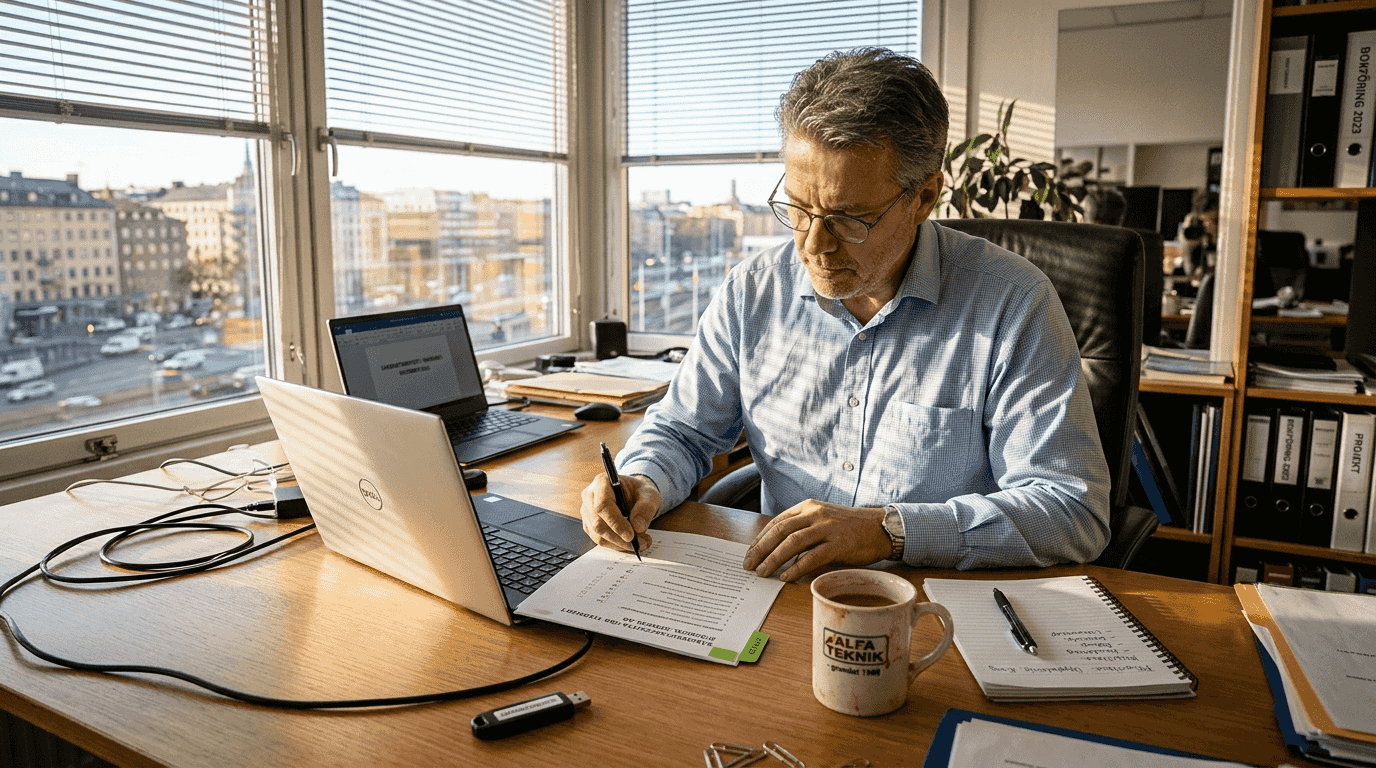 Företagsägare går igenom sin digitala säkerhetschecklista