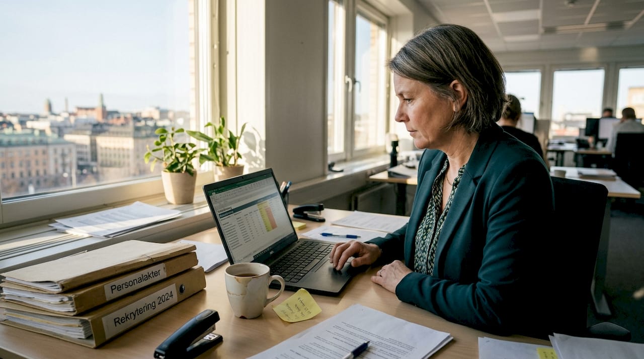 HR-chef går igenom riskbedömningsunderlag