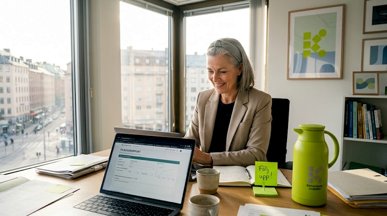 Personalchefen går igenom en incidentrapport på kontoret.