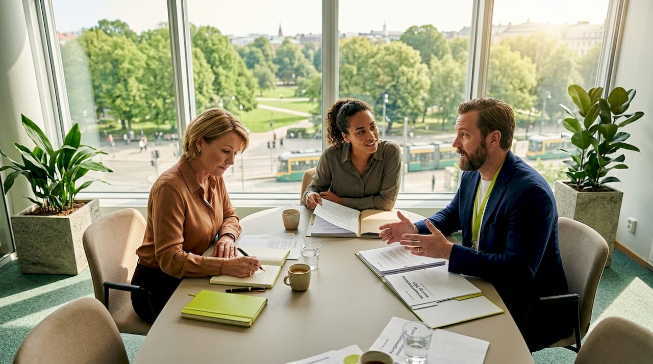 Ett gäng chefer samlas runt konferensbordet för att prata om hur de kan förbättra arbetsmiljön.