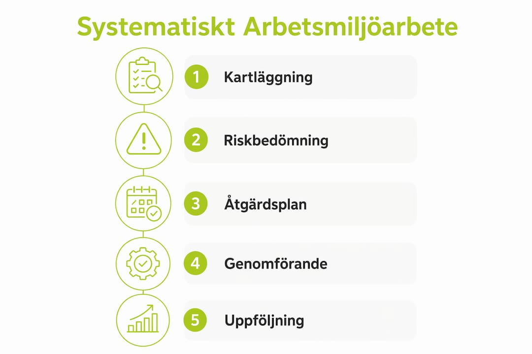 Så här går det till – en översikt över arbetsgången i det systematiska arbetsmiljöarbetet