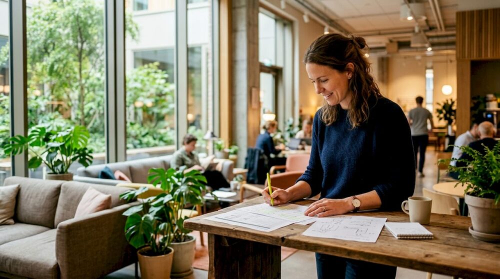 HR-chefer samlas för att diskutera ergonomi på arbetsplatsen under ett möte.