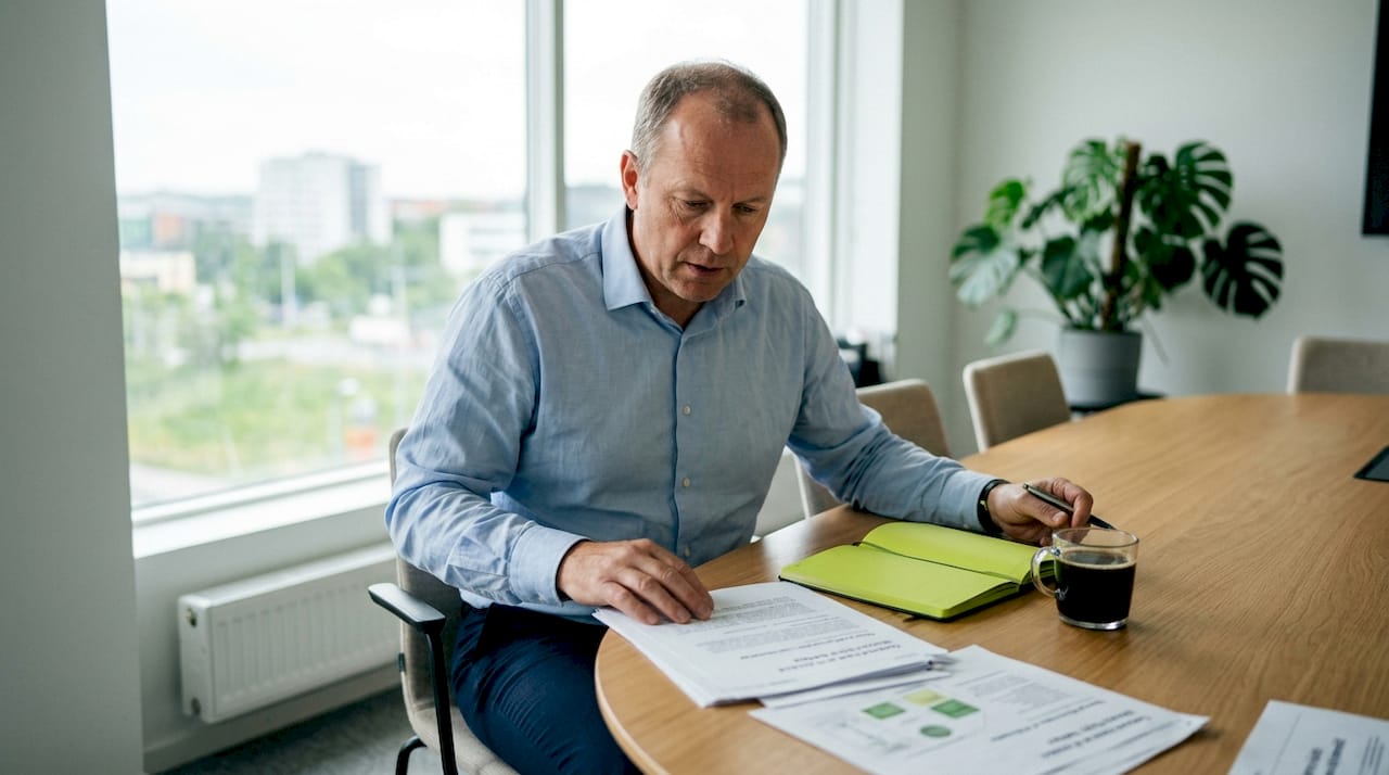 En arbetsmiljöinspektör går igenom rapporter om incidenter på arbetsplatsen.