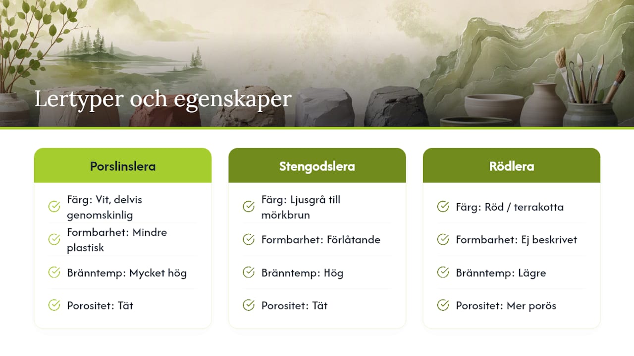 Jämförelse av tre vanliga typer av lera