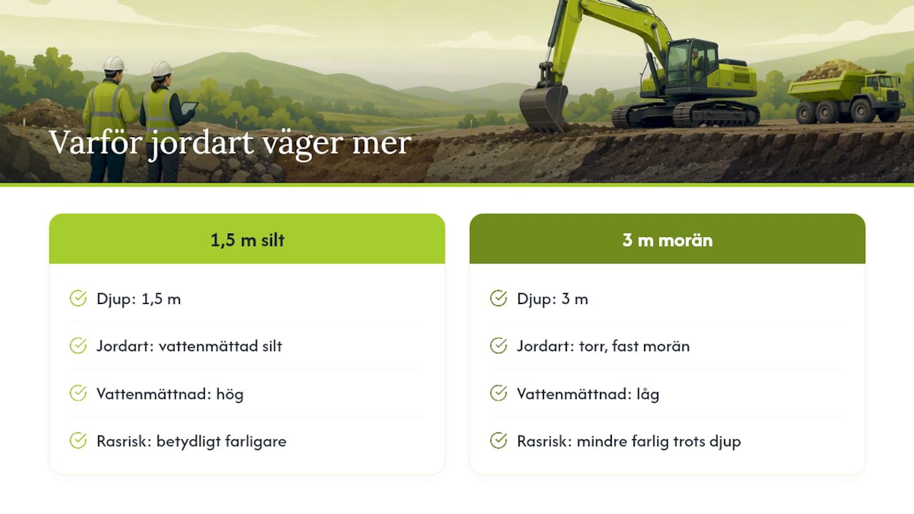 Jämförelse av schaktrisker i olika jordtyper