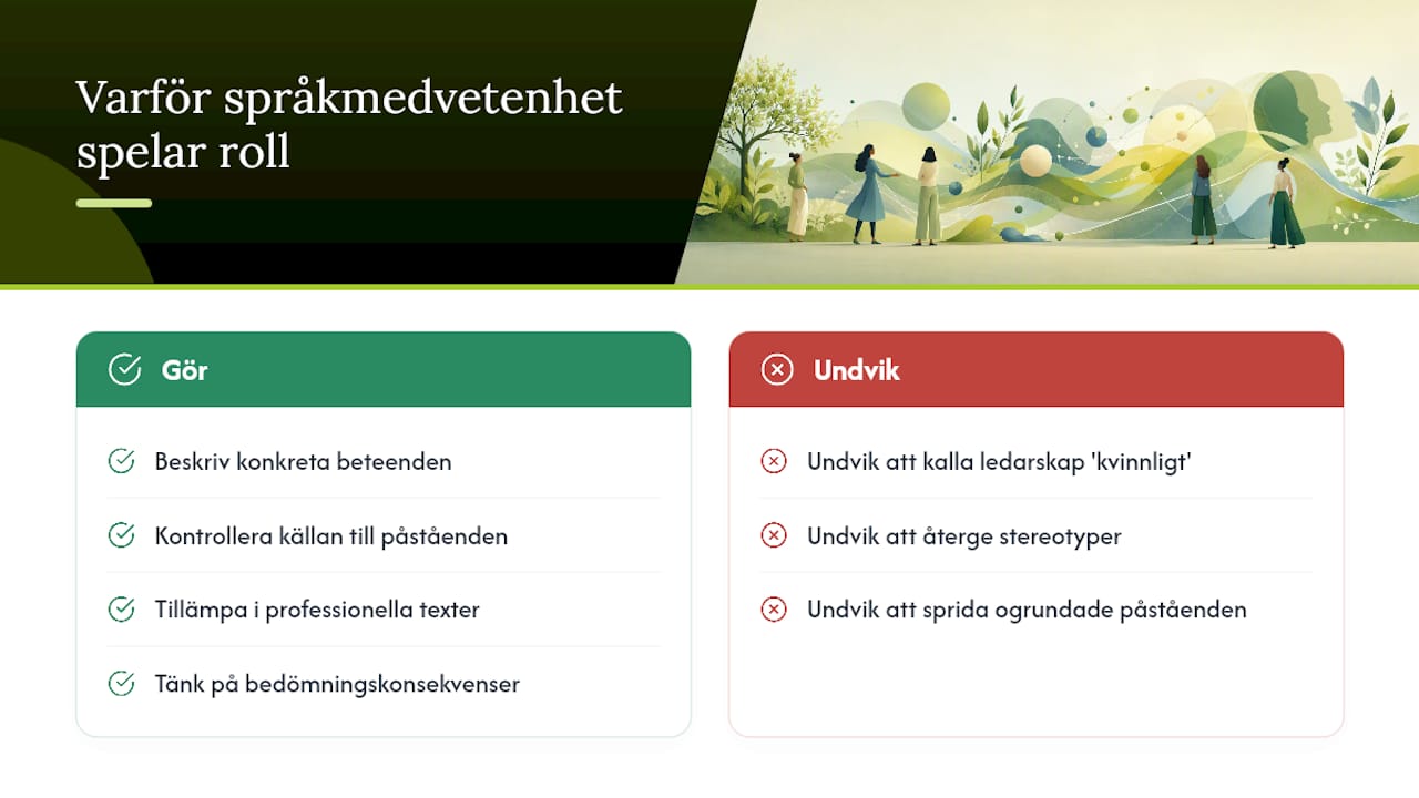 Varför språkmedvetenhet kring kvinnligt spelar roll — overview diagram